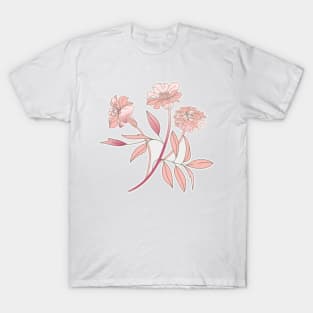 Marigold flower in salmon rose T-Shirt